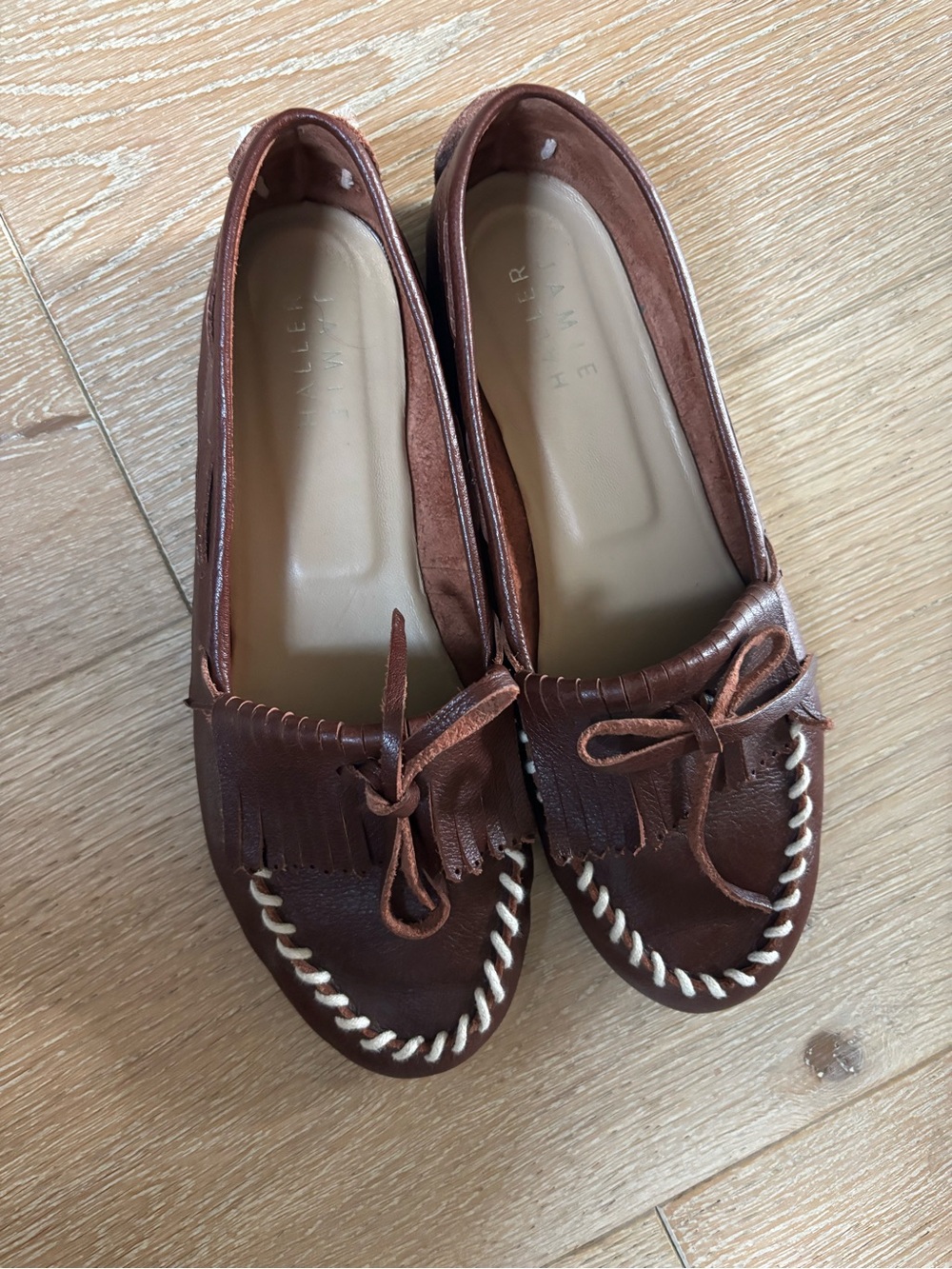 Jamie Haller Brown Leather Camp Moccasins Loafers Size 40 - Picture 5 of 7